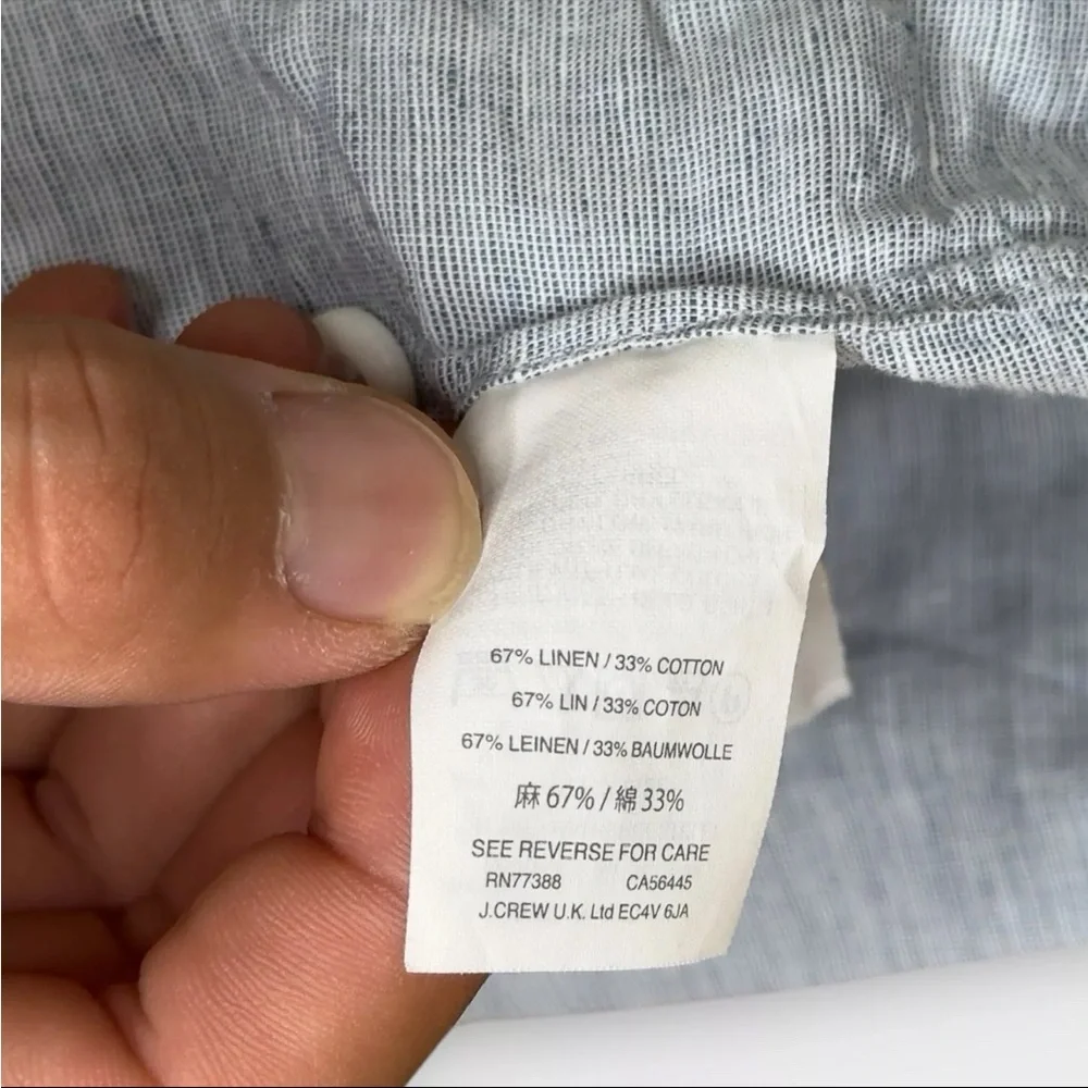 J Crew Baird McNutt Irish Linen Men’s XL Shirt Gray Button Down S/S Comfort Boho